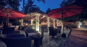 Fusion cuisine, garden views