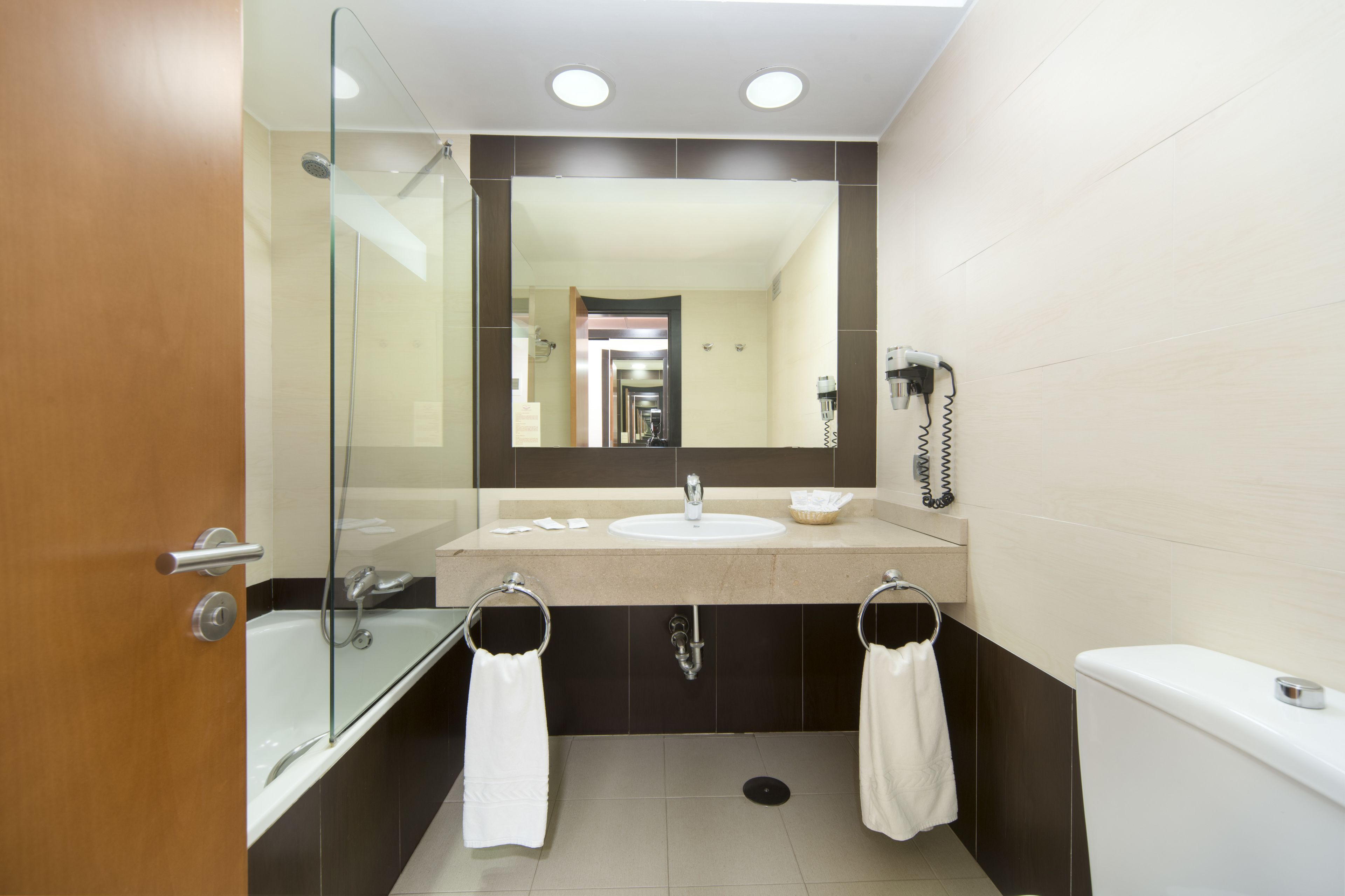 free toiletries, hair dryer, towels