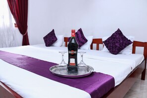 Desk, blackout curtains, free WiFi