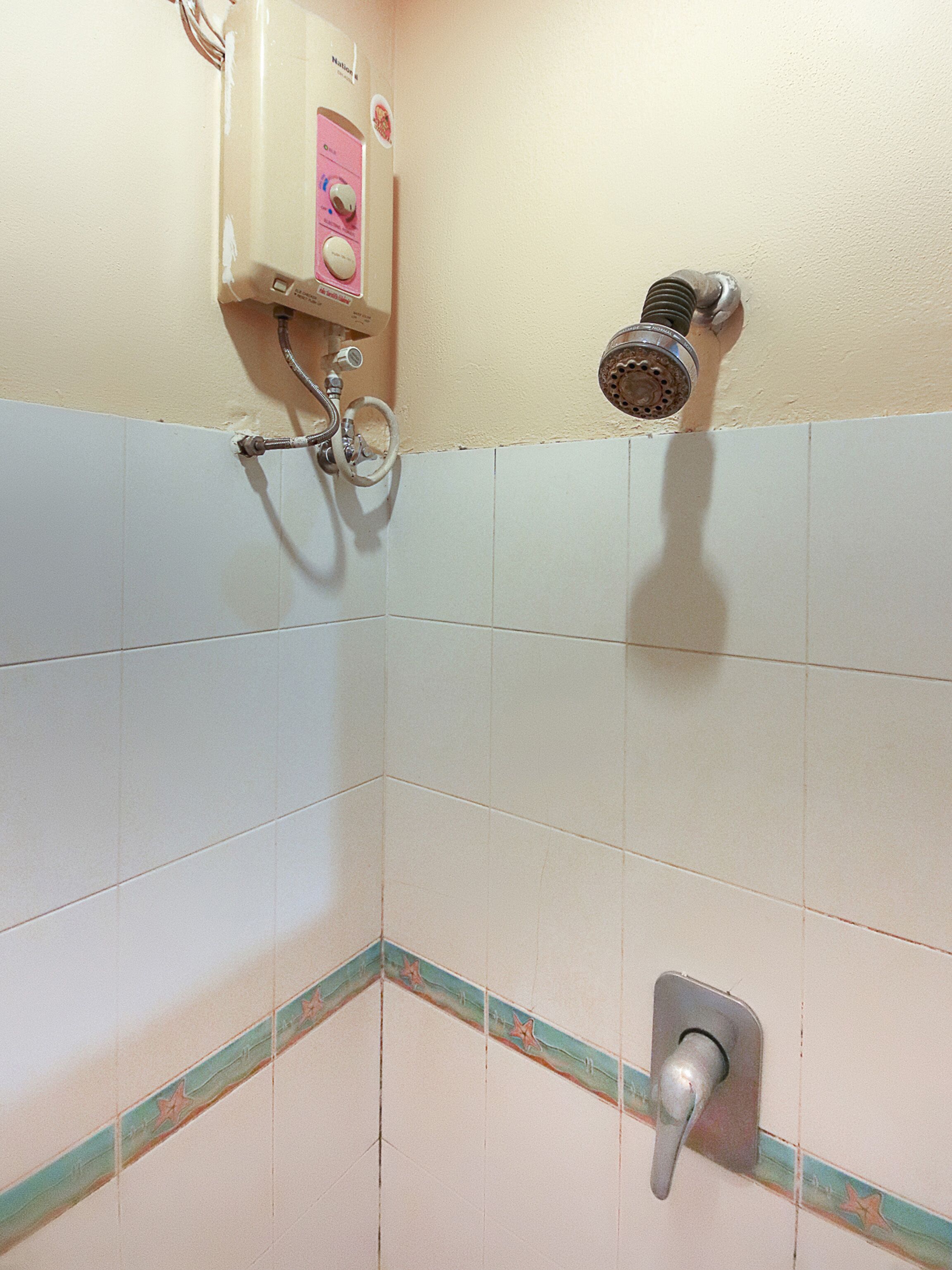 Shower, towels, soap, shampoo