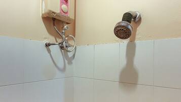 Shower, towels, soap, shampoo
