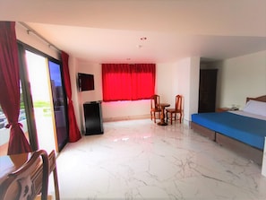Grand Double Room, Pool View | Minibar, in-room safe, desk, laptop workspace