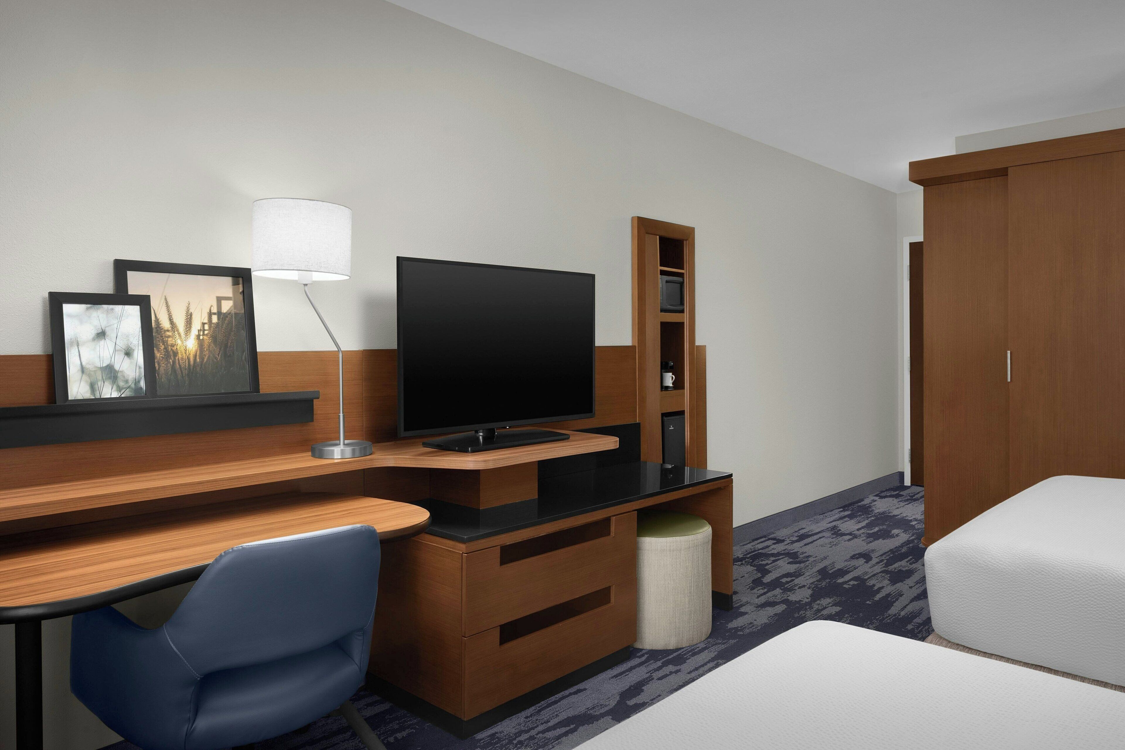 room, 2 queen beds | in-room safe, desk, laptop workspace, blackout curtains