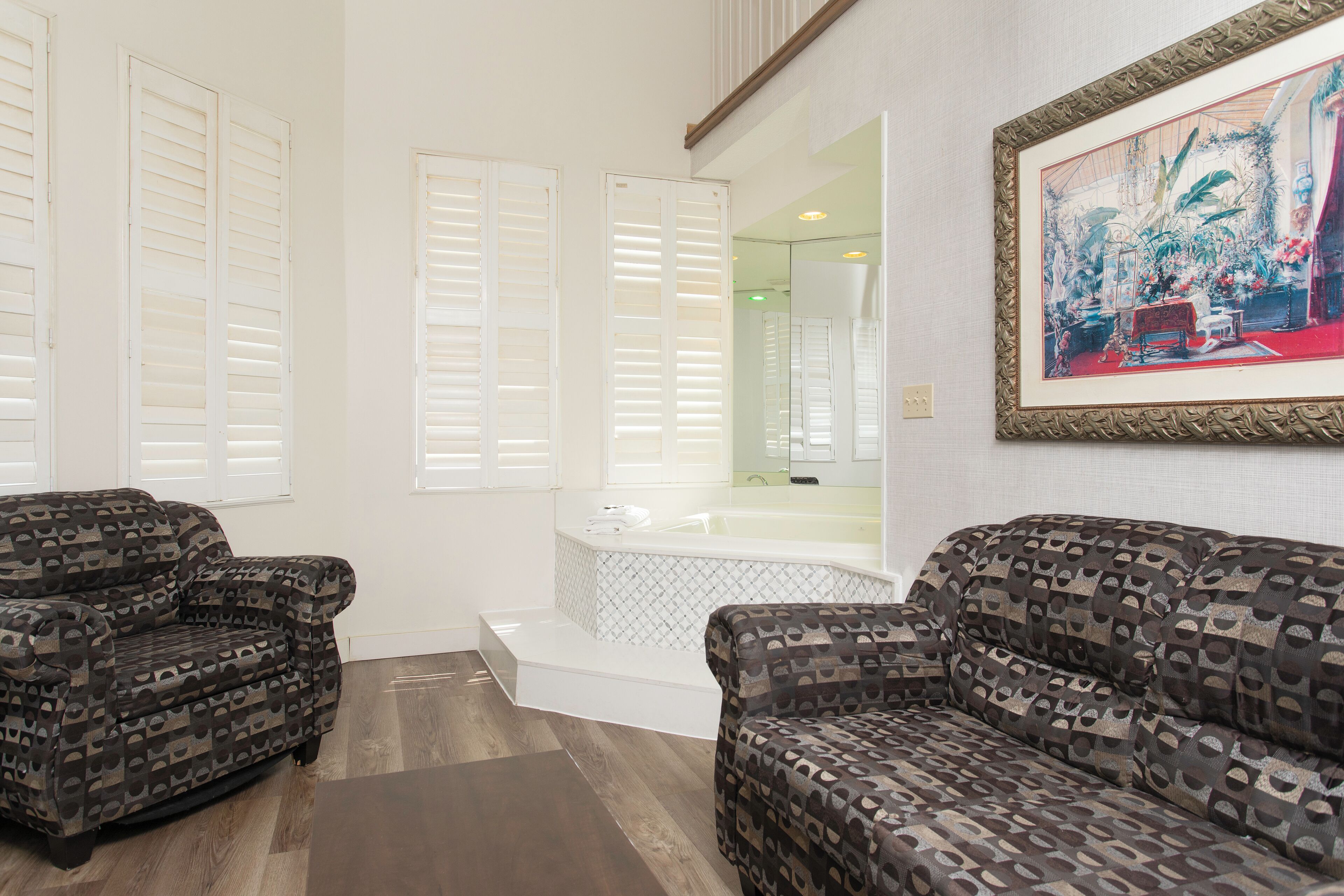 Two-floor Castle Suite, 1 Queen Bed, Jetted Tub (Non-wheelchair Accessible) | Individually furnished, desk, laptop workspace, blackout drapes