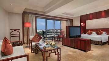 Down duvets, minibar, in-room safe, desk
