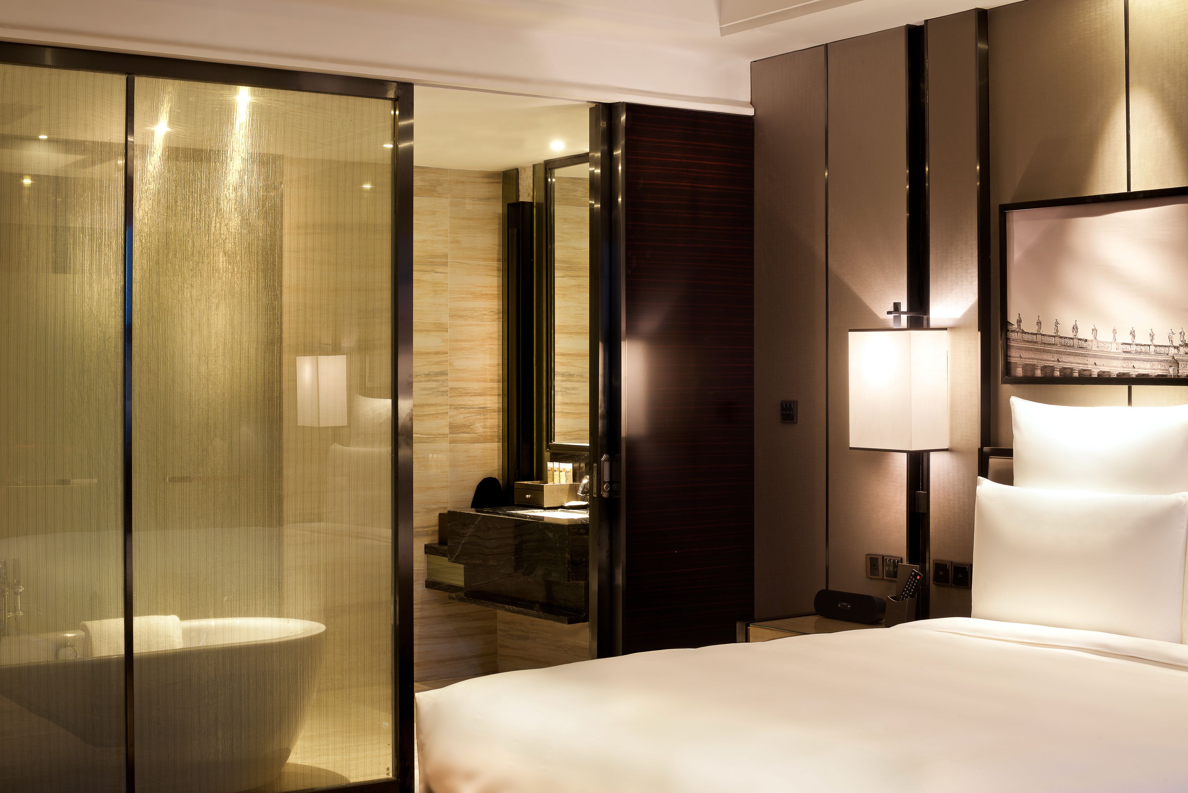 Combined shower/bathtub, free toiletries, hair dryer