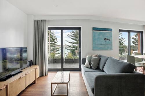 50-inch flat-screen TV with digital channels, TV, iPod dock