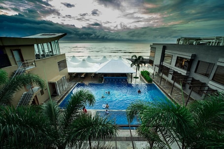 Outdoor pool, open 8:00 AM to 7:30 PM, sun loungers, lifeguards on site