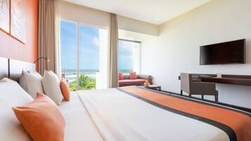 Superior-Zimmer, Balkon, Meerblick | 1 Schlafzimmer, hochwertige Bettwaren, Zimmersafe, Bügeleisen/Bügelbrett