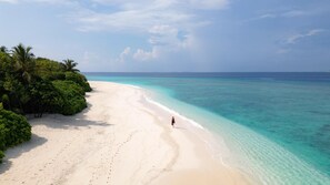 Playa privada, camastros, sombrillas y toallas de playa 