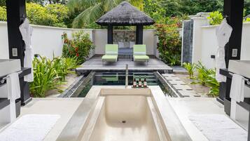 Beach Pool Villa I Complimentary Seaplane for 7 nights and more I Non-Motorized Water Sports | Bathroom | Separate bathtub and shower, deep-soaking bathtub, rainfall showerhead