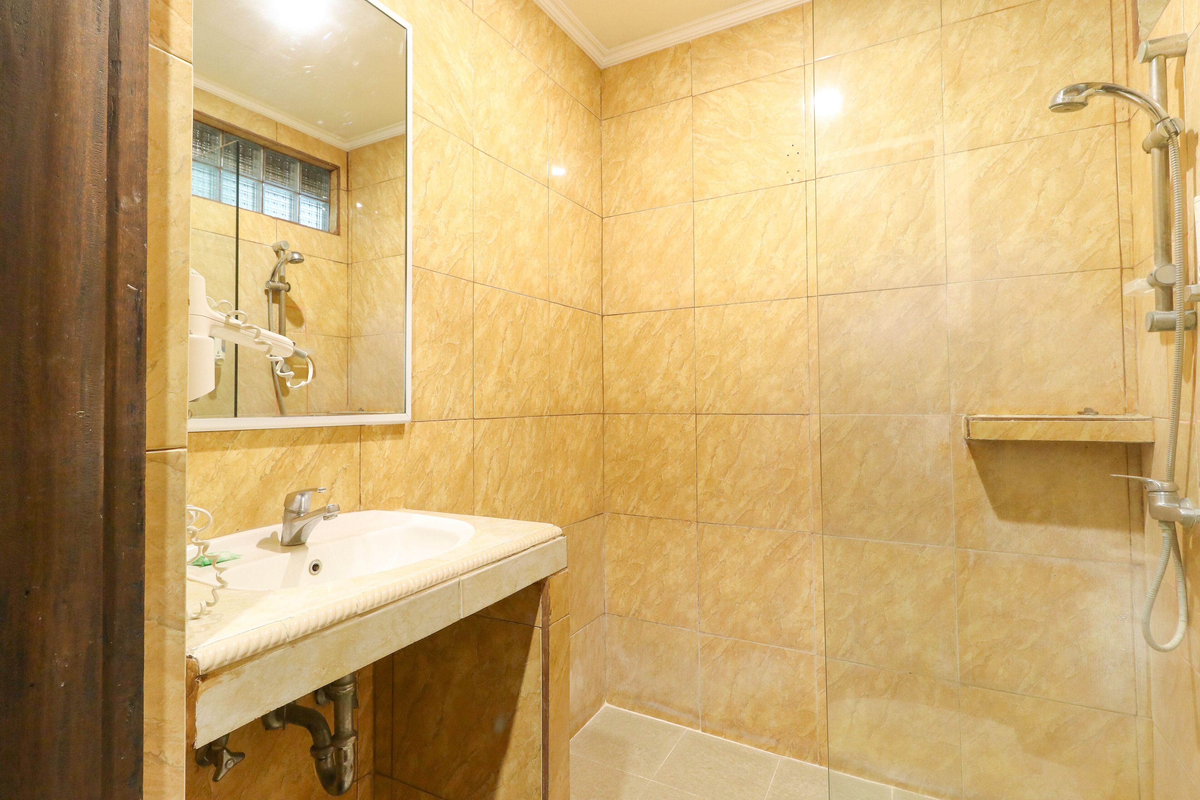 standard room | bathroom | shower, hair dryer, towels