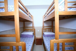 A room with two bunk beds, each with a mattress and a pillow. - H.K Commercial Inn (Kowloon)