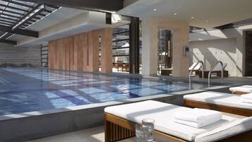 Indoor pool, seasonal outdoor pool, sun loungers