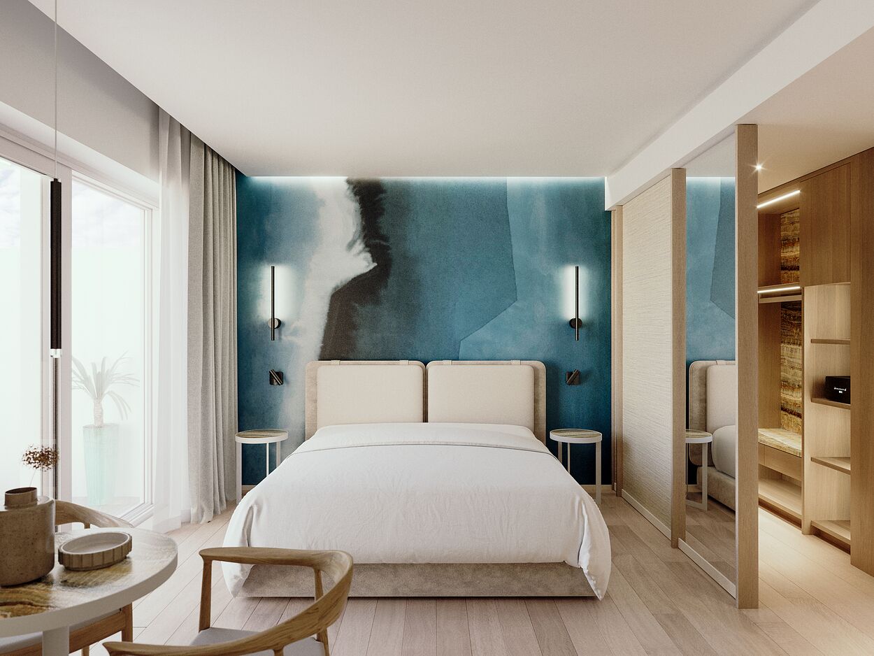 Chambre supérieure, 1 lit double, terrasse, vue sur la baie | Minibar, coffre-fort, accès au Wi-Fi (inclus)
