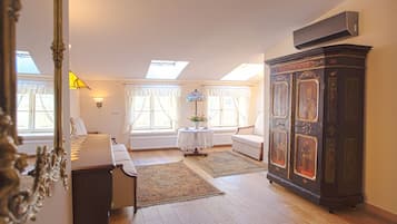 40-inch flat-screen TV with satellite channels, TV