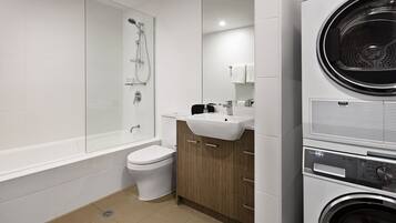 Apartment, 2 Bedrooms | Bathroom | Shower, free toiletries, hair dryer, towels