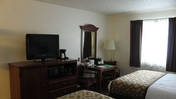 Desk, laptop workspace, free WiFi, bed sheets