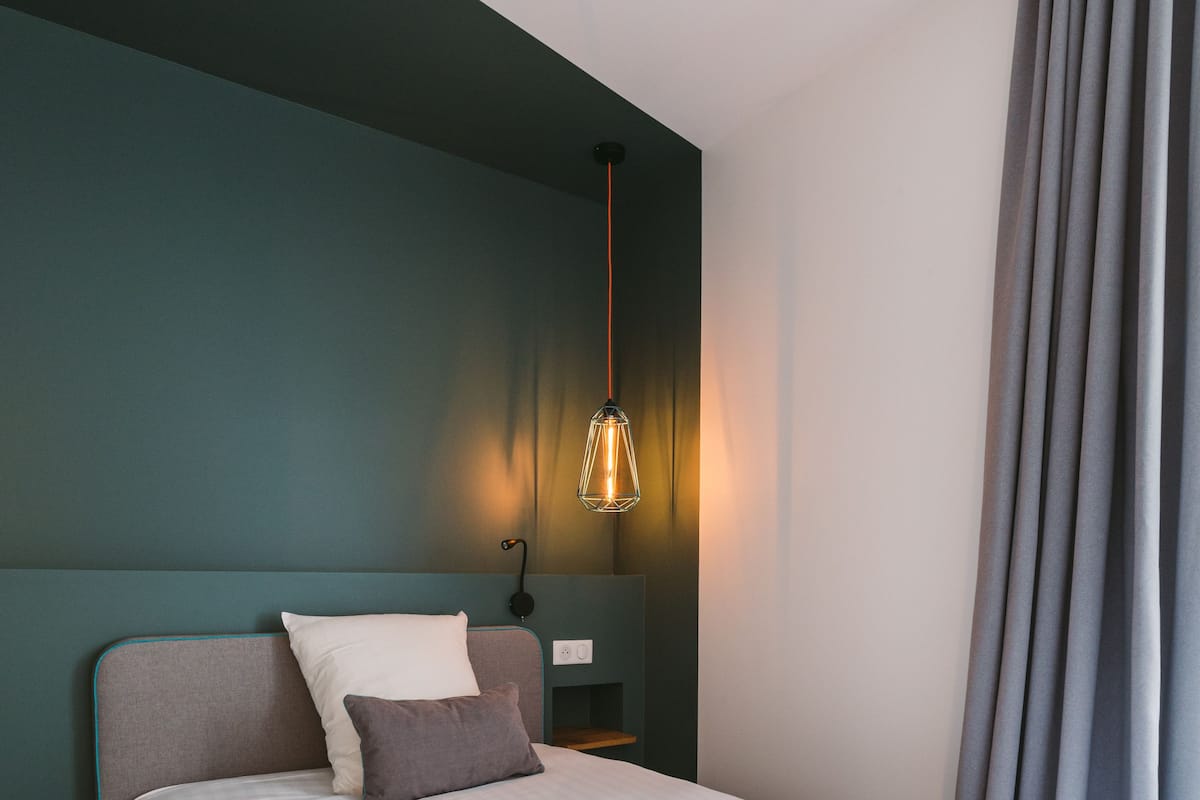 Premium bedding, desk, soundproofing, iron/ironing board