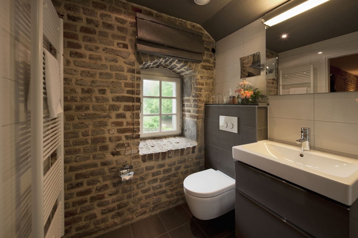 deluxe double room | bathroom | eco-friendly toiletries, hair dryer, towels