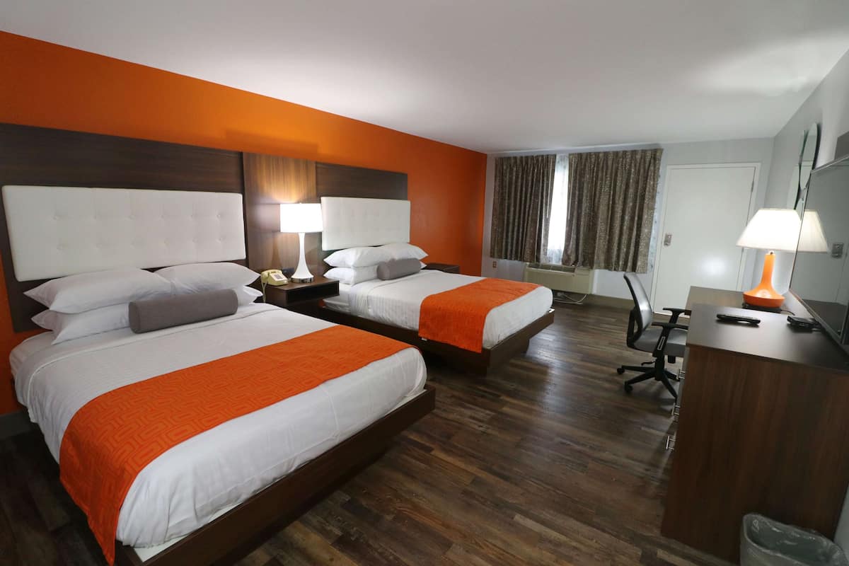 room, 2 queen beds, non smoking | desk, free wifi, bed sheets