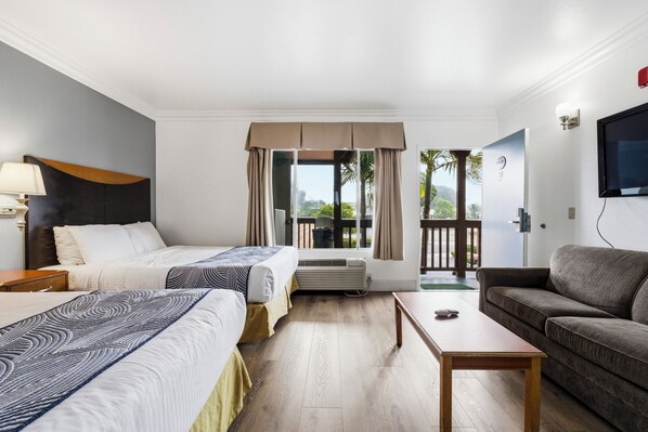 Deluxe Room, Two Queen Beds and Sofa Bed | Blackout drapes, iron/ironing board, free WiFi, bed sheets