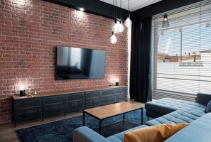 Deluxe-studio | Minibaari, ilmainen Wi-Fi, vuodevaatteet