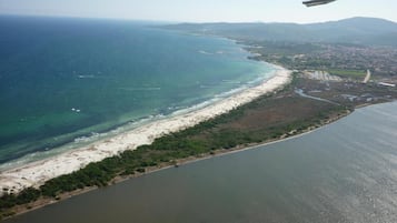 Private beach nearby, white sand, sun loungers, beach umbrellas