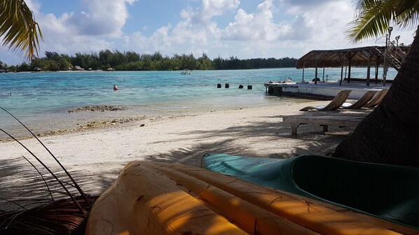 Private beach, white sand, snorkeling, kayaking