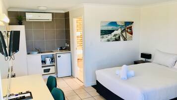Pillow-top beds, desk, laptop workspace, iron/ironing board