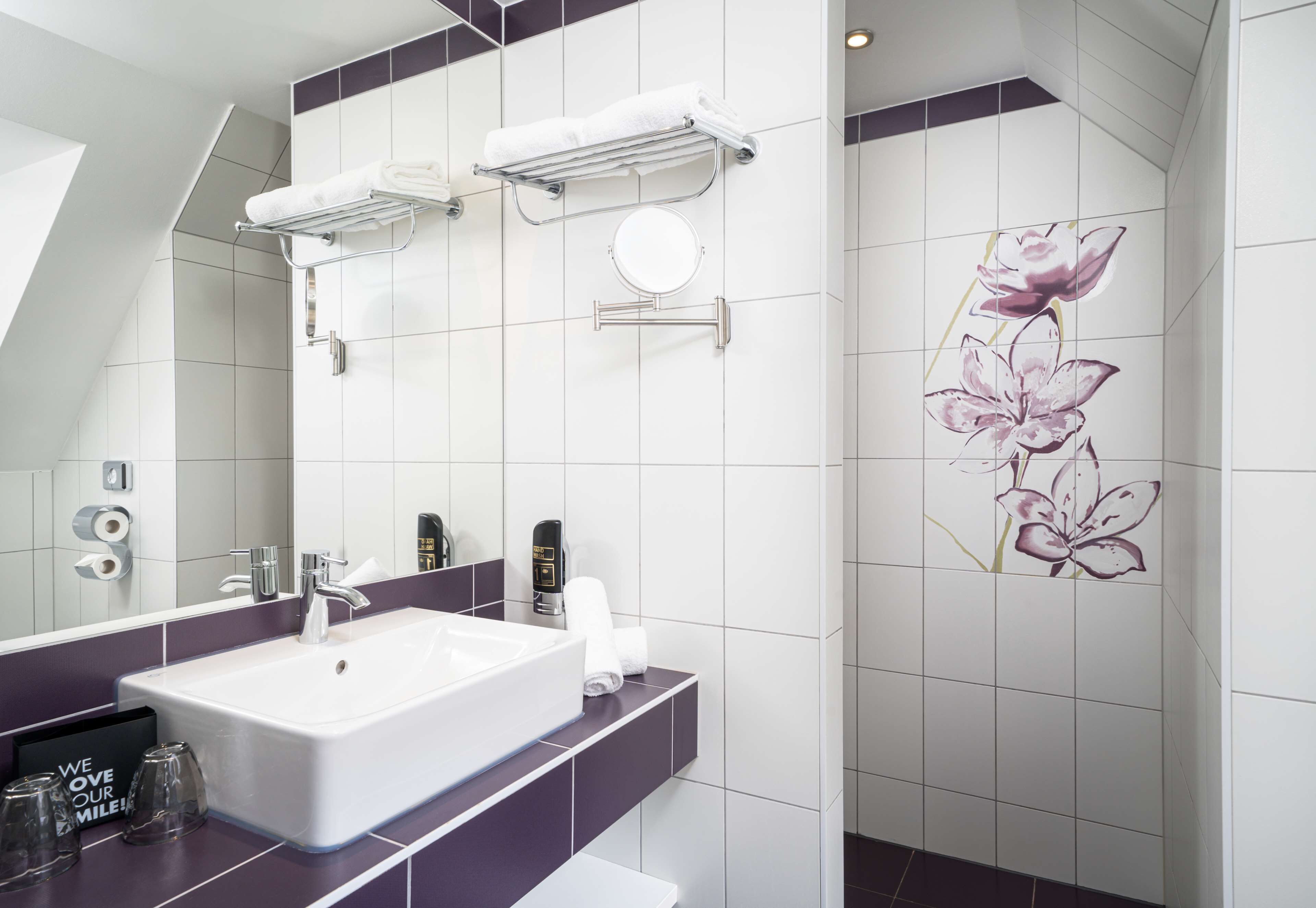 free toiletries, hair dryer, towels