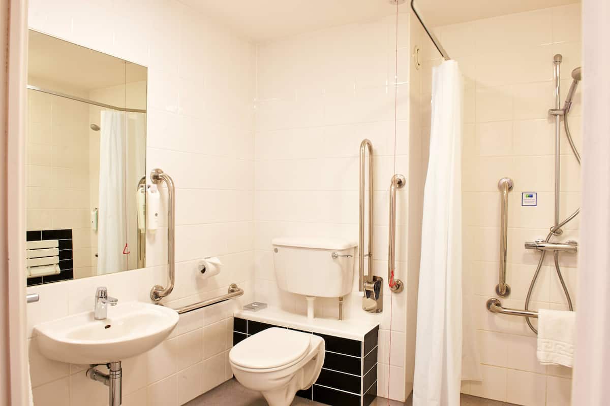 room, 1 double bed, accessible | bathroom | shower, free toiletries, hair dryer, towels