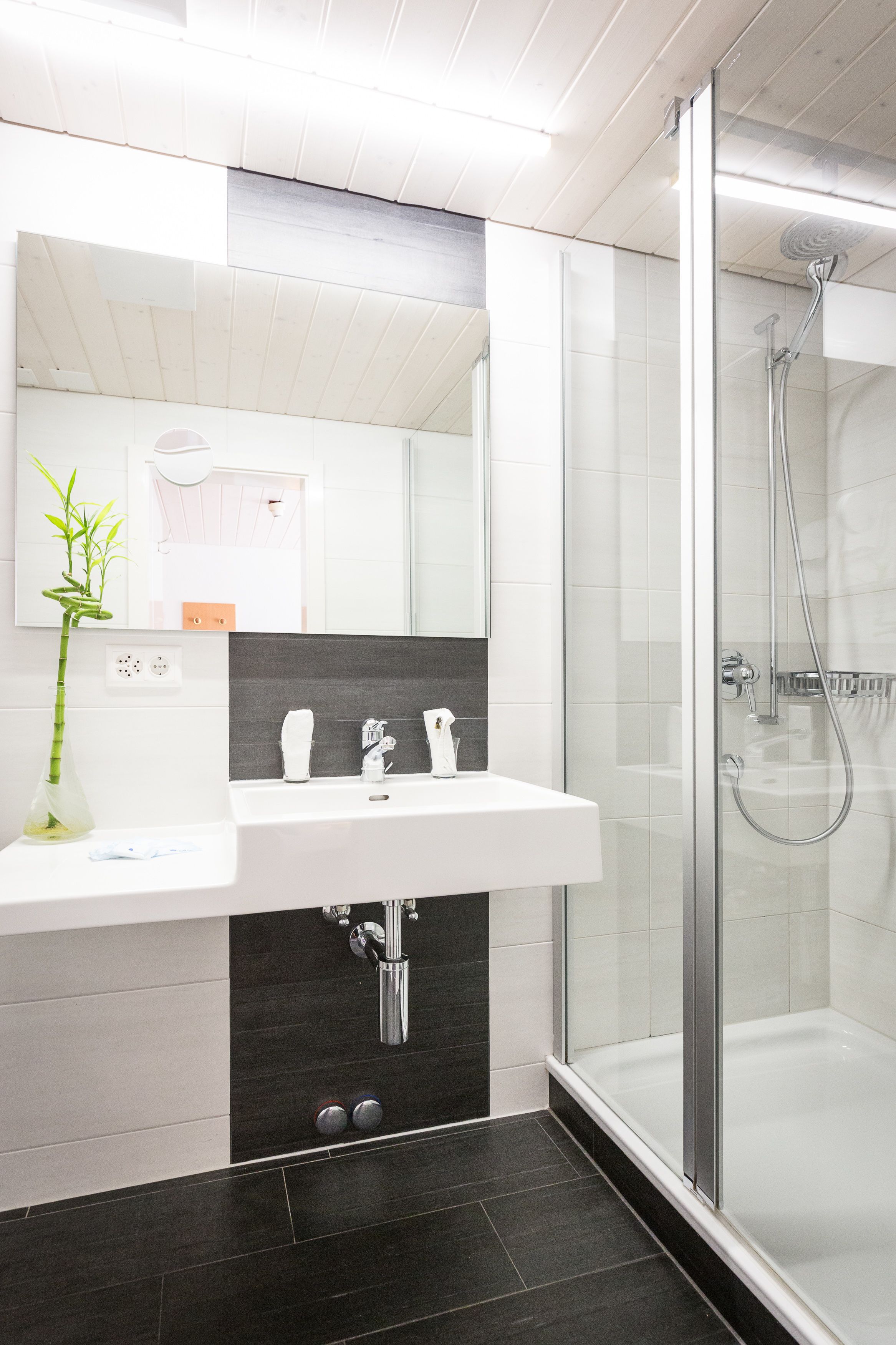 double or twin room, 2 single beds, balcony, mountain view | bathroom | hair dryer, towels, soap, shampoo