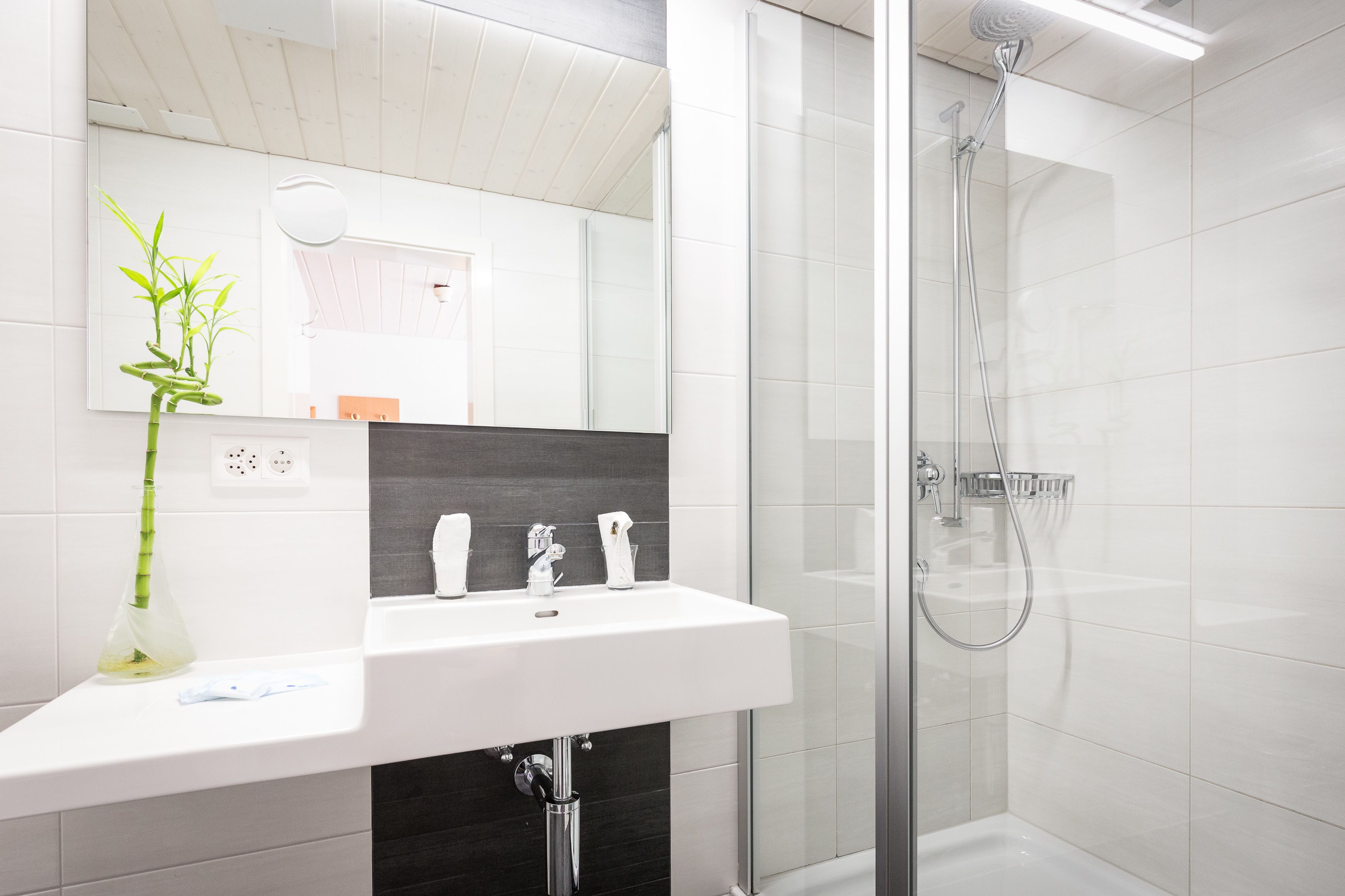 double or twin room, 2 single beds, balcony, mountain view | bathroom | hair dryer, towels, soap, shampoo