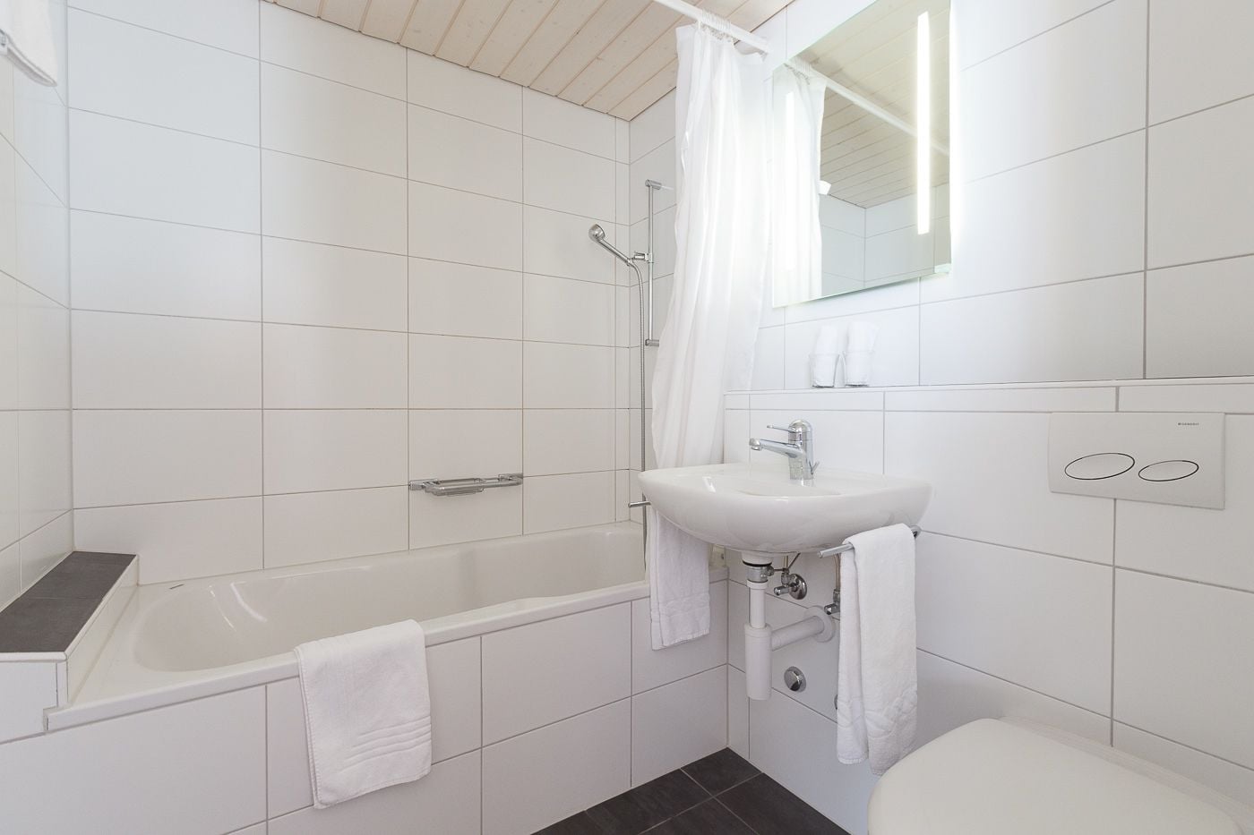 double or twin room, 2 single beds, balcony, mountain view | bathroom | hair dryer, towels, soap, shampoo
