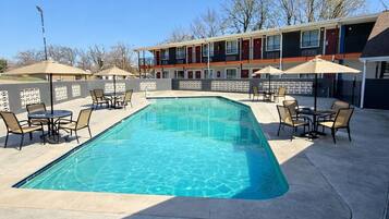 Outdoor pool, pool loungers