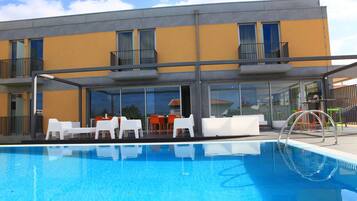 Outdoor pool, pool loungers