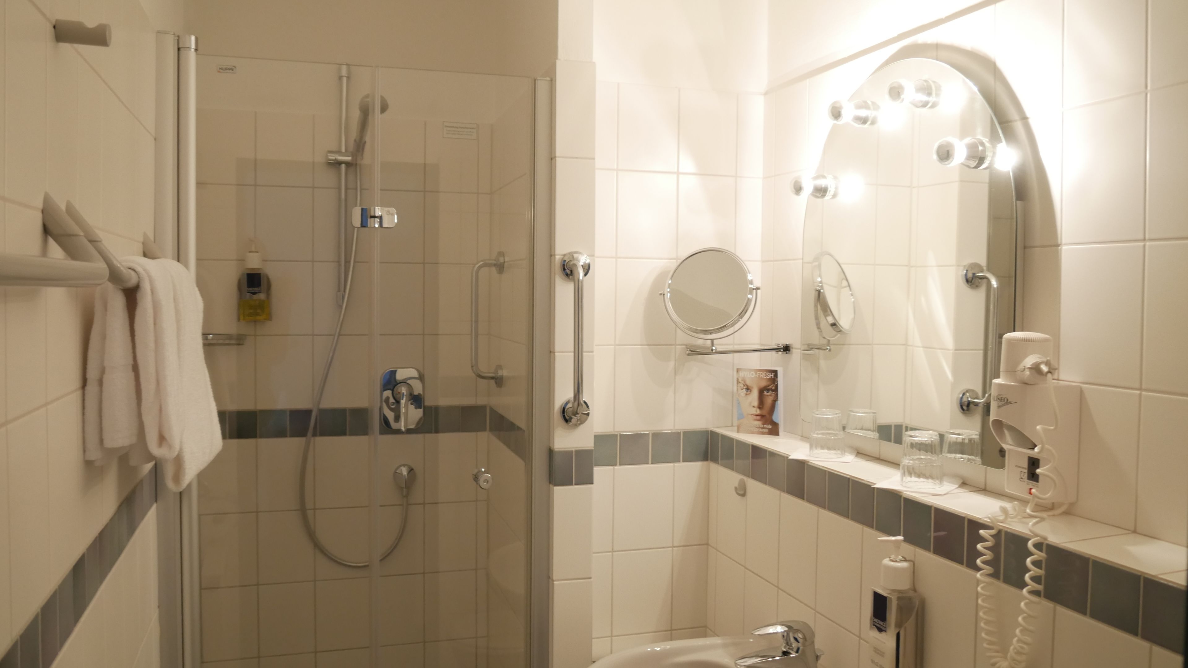 free toiletries, hair dryer, bathrobes, towels