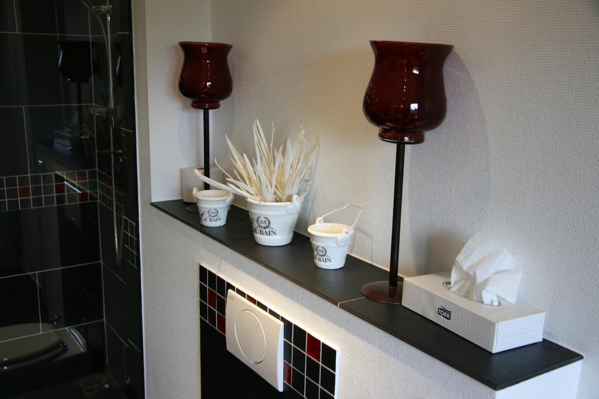 free toiletries, hair dryer, towels