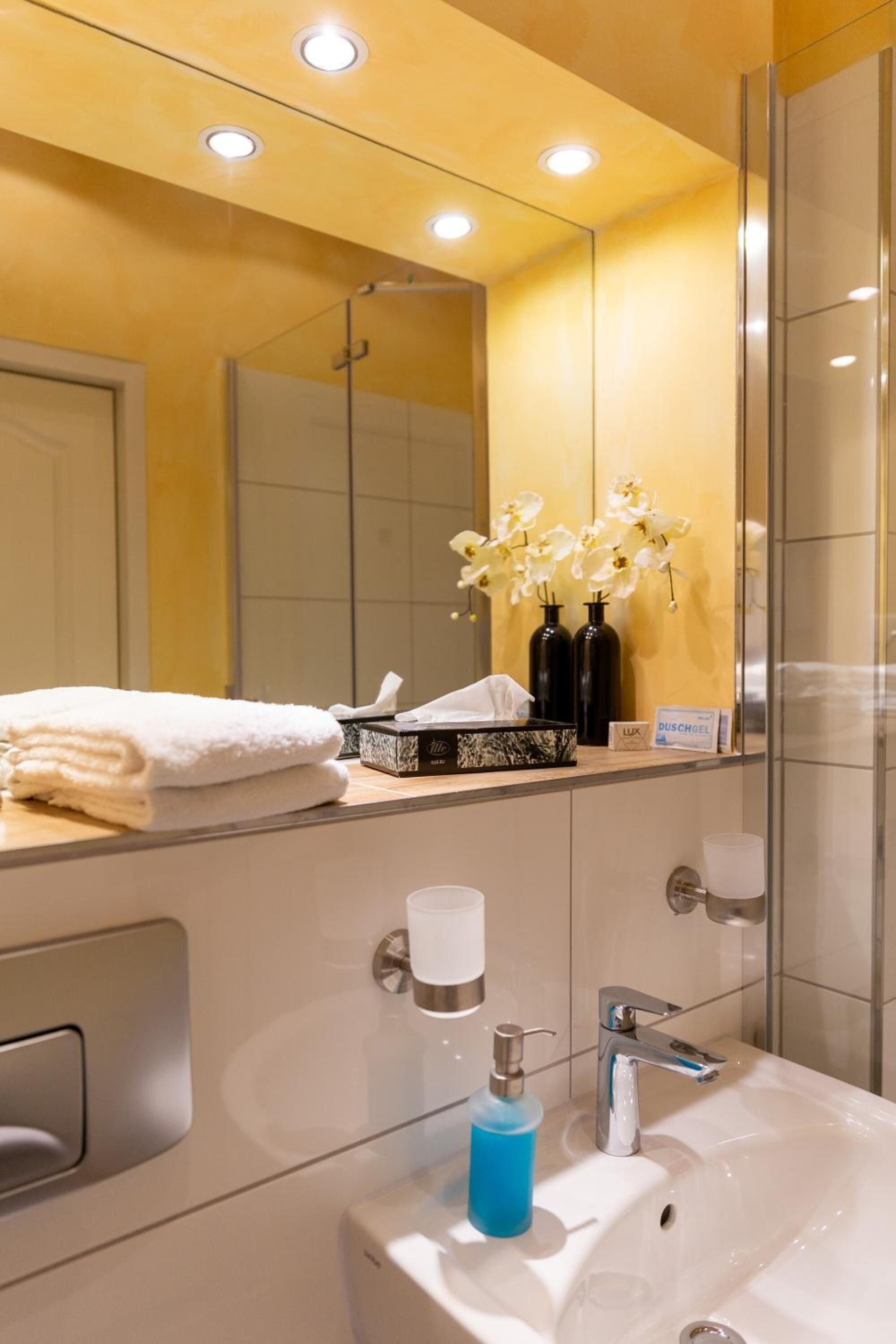 free toiletries, hair dryer, towels