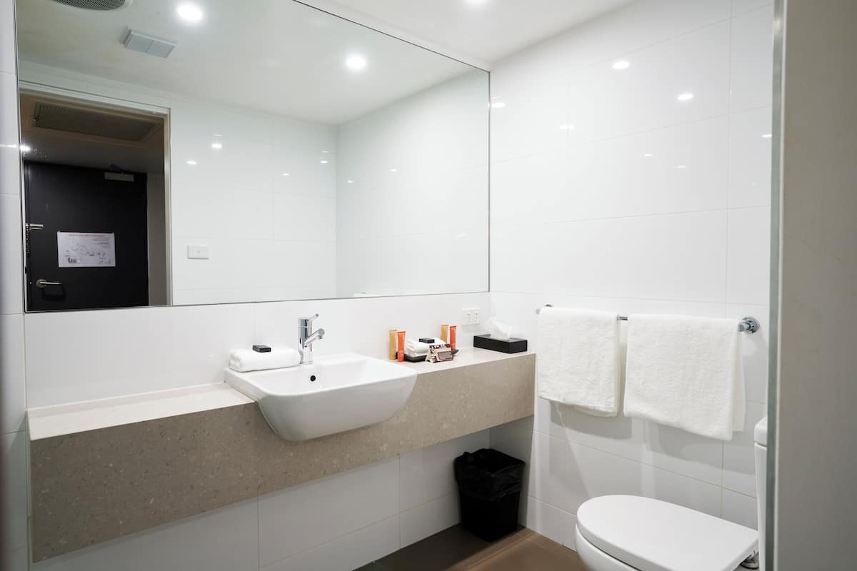 free toiletries, hair dryer, towels, soap