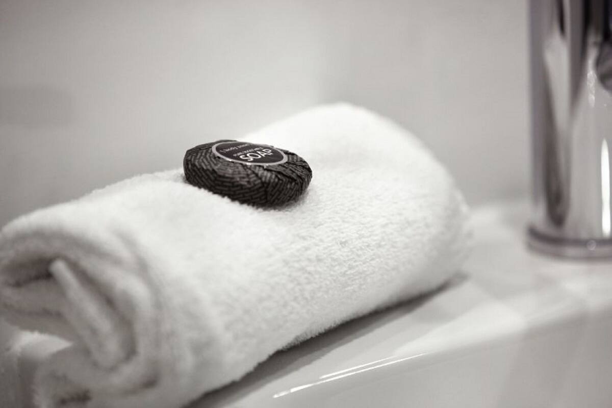 free toiletries, hair dryer, towels, soap