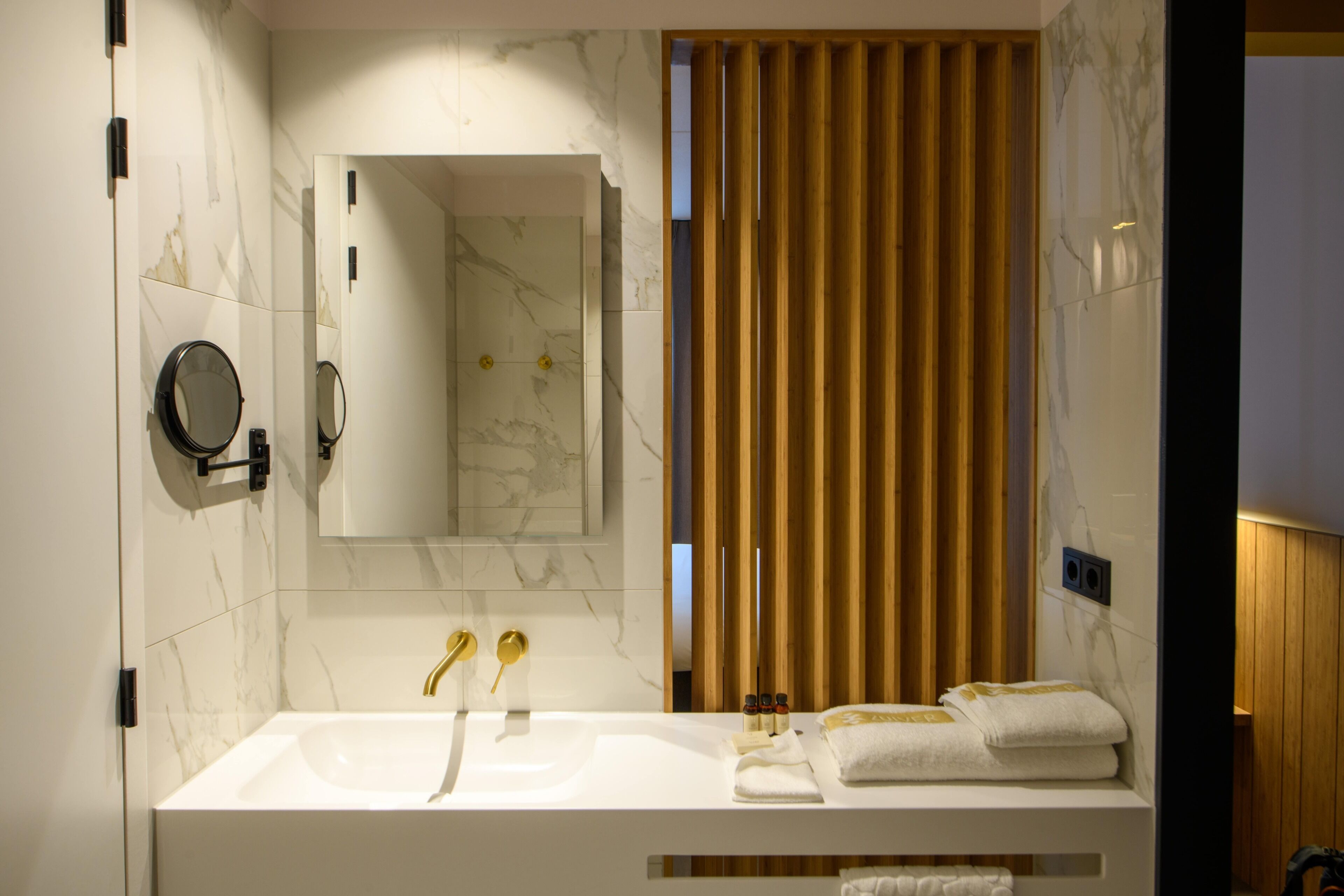 superior double room | bathroom | shower, rainfall showerhead, designer toiletries, hair dryer