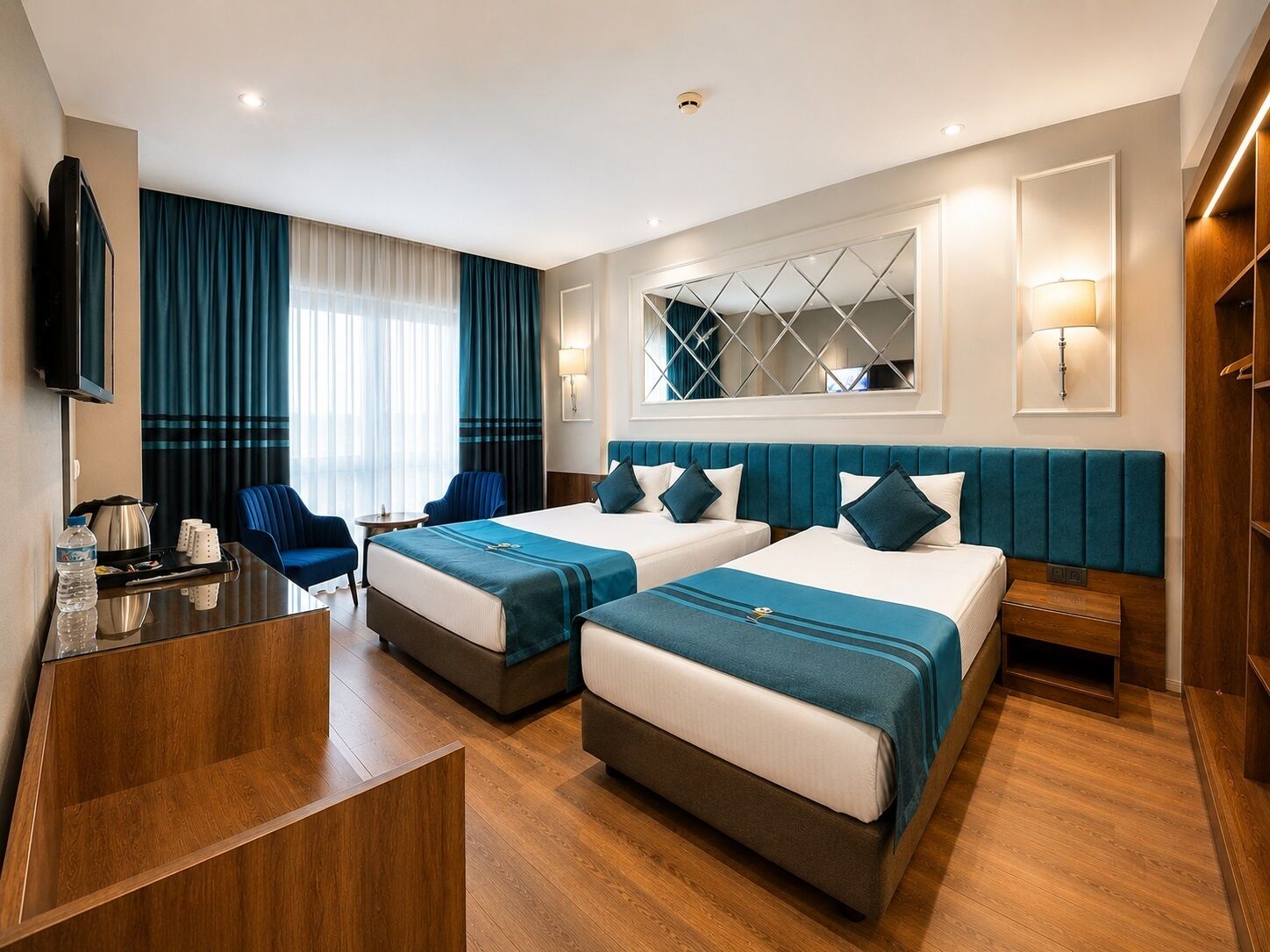 Egyptian cotton sheets, premium bedding, minibar, in-room safe