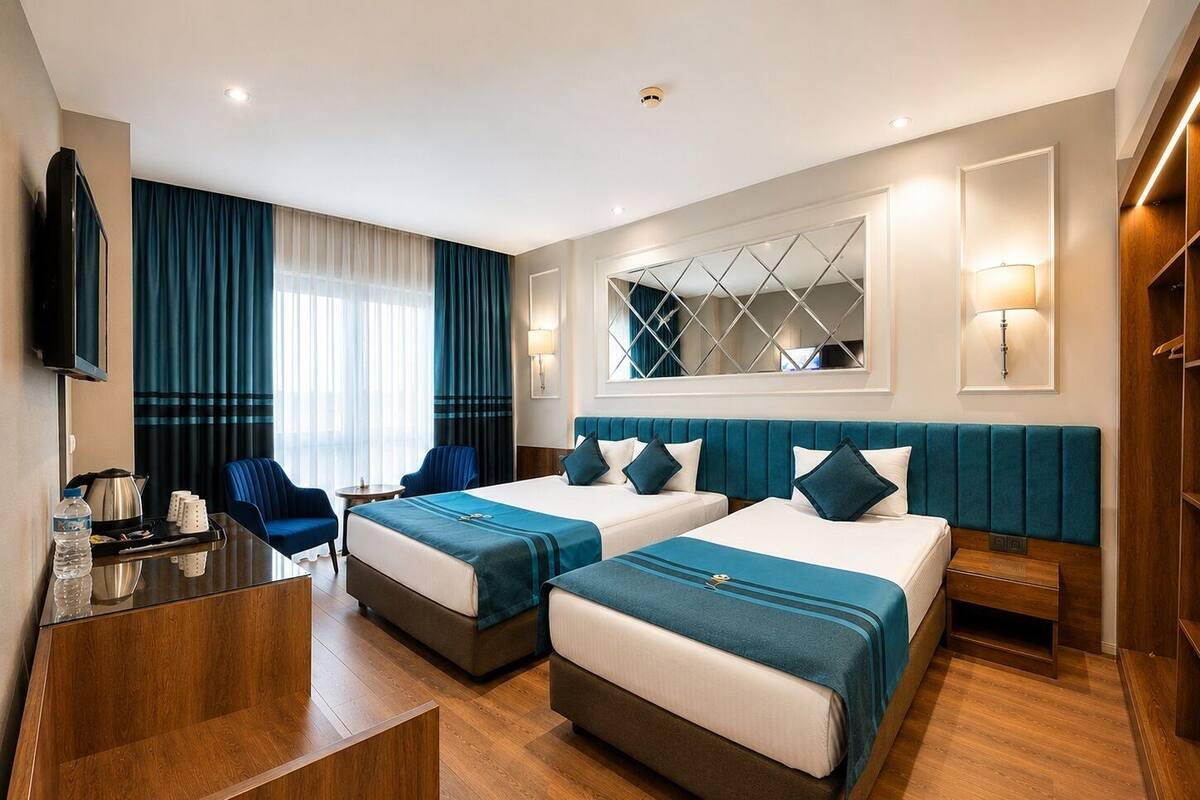 Habitació doble o amb dos llits individuals superior, vistes a la ciutat | Llençols de cotó egipci, roba de llit d'alta qualitat i minibar