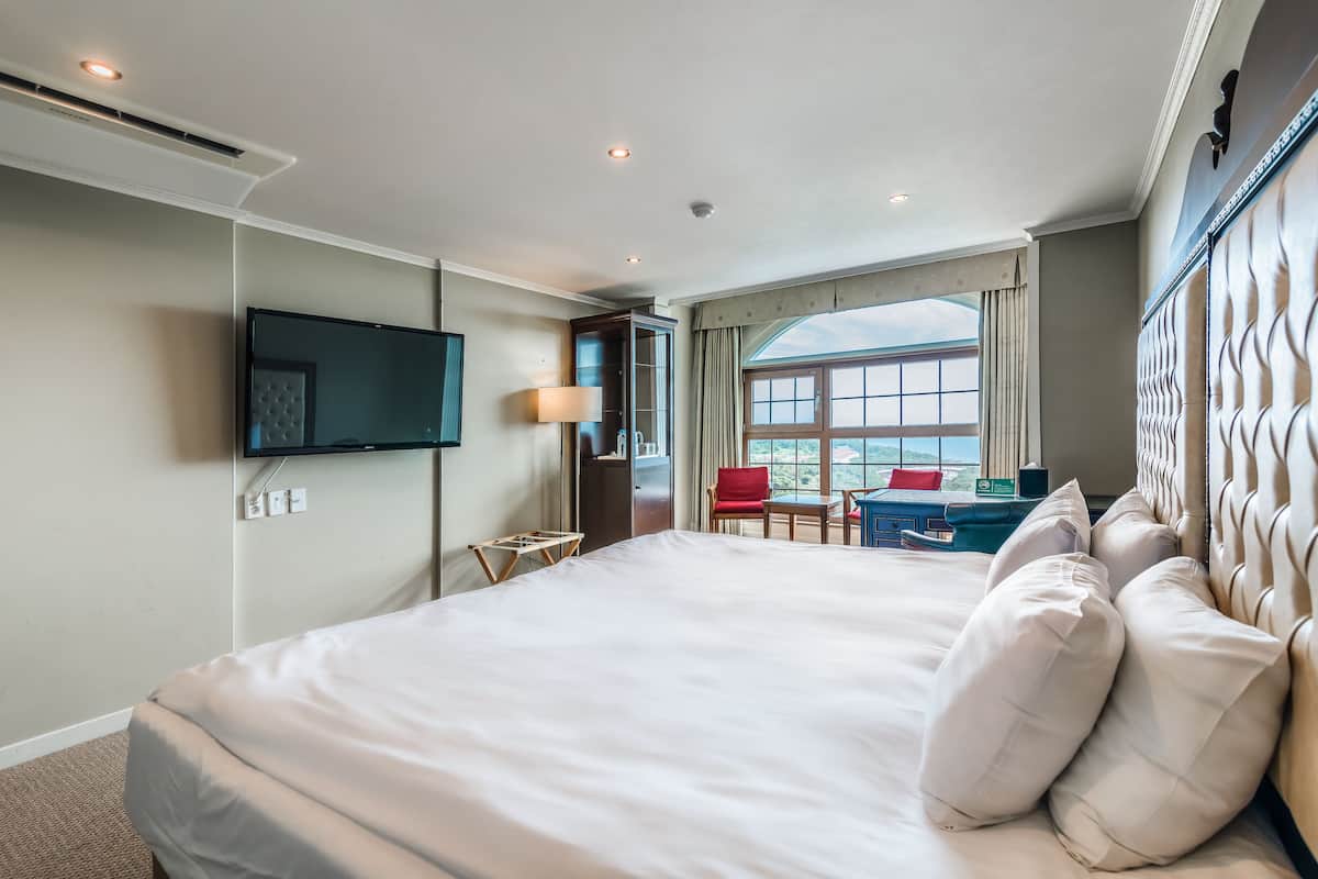 hollywood room (large king bed) | premium bedding, down duvets, blackout curtains, soundproofing