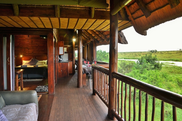 Luxury Cabin, 1 Bedroom, Balcony, River View (Bateleur Eagle) | Private kitchenette | Full-size fridge, microwave, stovetop, toaster