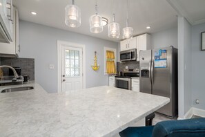 Fridge, microwave, coffee/tea maker