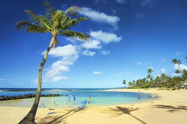 World Famous Poipu Beach. (Tons of Turtles Come Onshore at Sunset.)