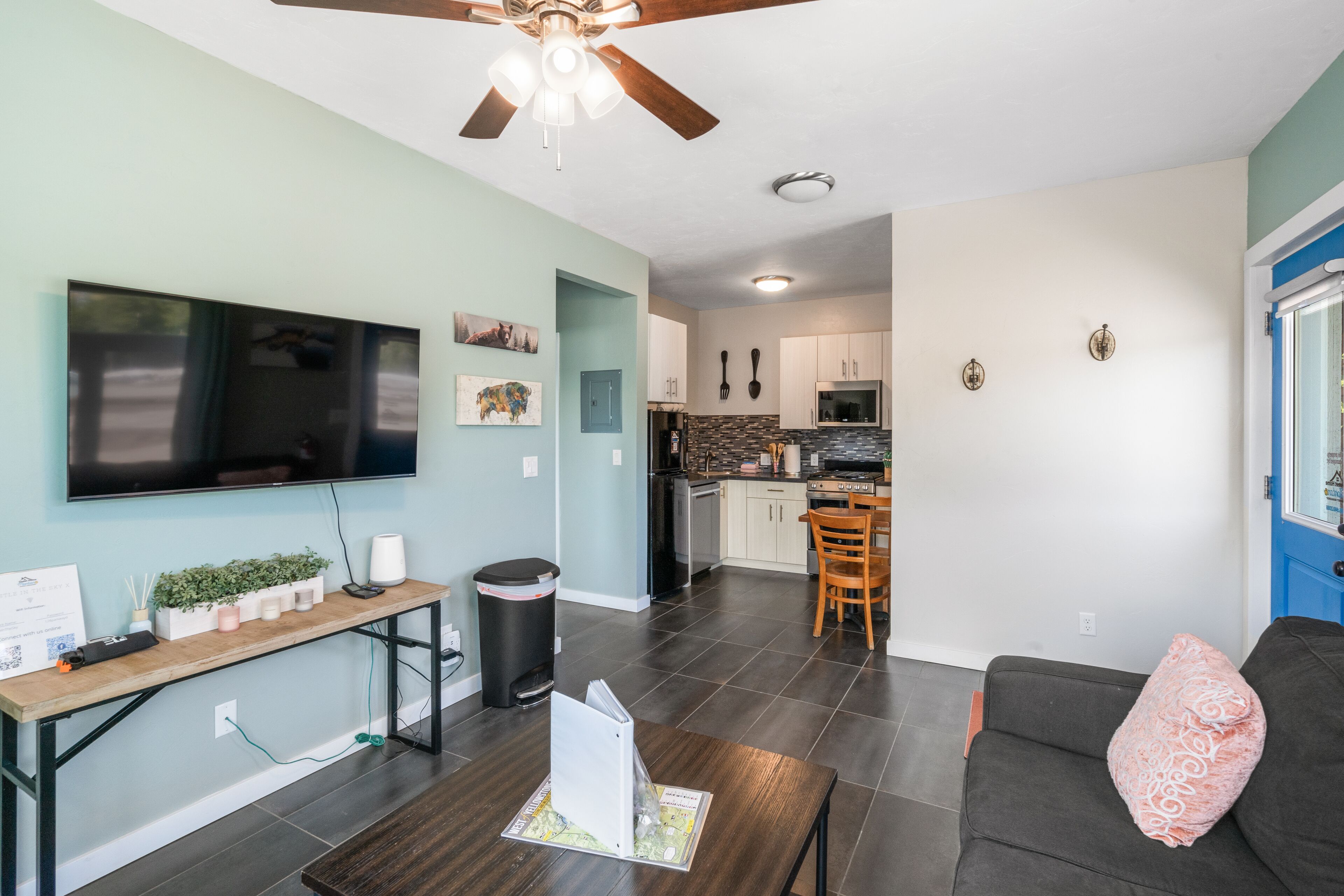 House | Living area | 42-inch Smart TV with digital channels, TV, fireplace